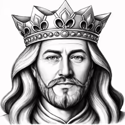 a drawing of a man with a crown on