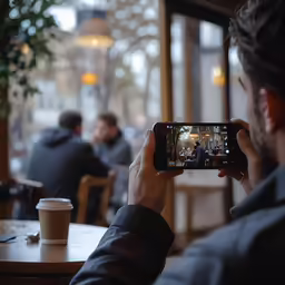 a man holding up his cell phone to take a picture