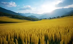 the landscape of a field is in bloom