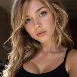 a woman wearing black shirt and posing for camera