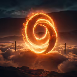 a picture with a spiral of fire floating out of the middle