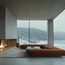 the room has a couch, fireplace and a television in it