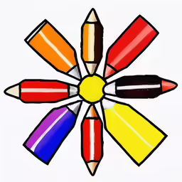 multi colored pencils in a star shape