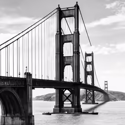 black and white photograph of the golden gate bridge