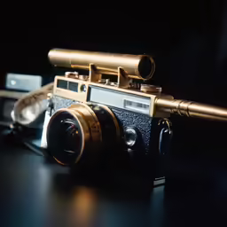 a very cool looking old style camera on a table