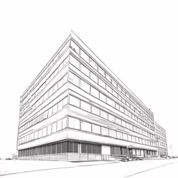a pencil drawing of a modern building