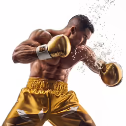 a man with boxing gloves in the water