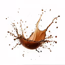 a chocolate splash with brown substance flying out of it