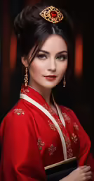 beautiful woman in an oriental costume and tiara