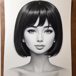 a drawing of a woman with short hair