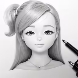 a drawing of a blonde barbie doll in a sketchbook
