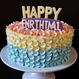 a cake that has the words happy birthday painted on it