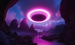 a very large disk that is above some rocks