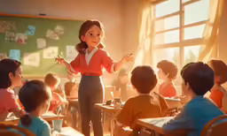 a child giving a speech to others