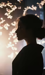 a woman is standing in front of a window