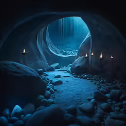 two torches in the middle of a tunnel