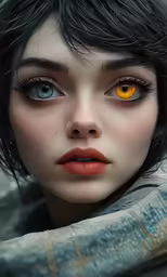 a very pretty young woman with bright yellow eyes
