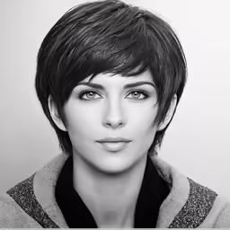 the young person is posing for a black and white photo