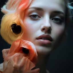 a beautiful blond woman with bright hair and make up