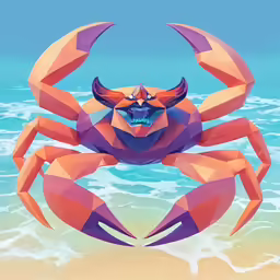 a crab that is on some sand near water
