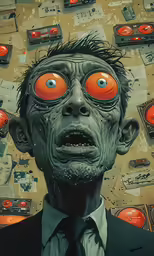 a poster of a man with an evil face