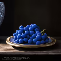 a small plate with a group of grapes on it