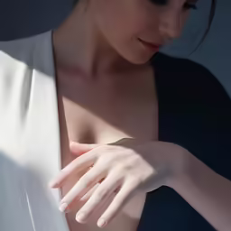 a beautiful woman wearing a black shirt posing