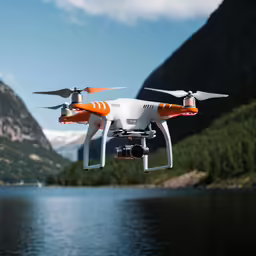 a close up of a small model helicopter in the sky