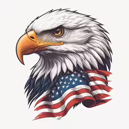 an eagle with the american flag in its head