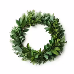 there is a round wreath made of green leaves