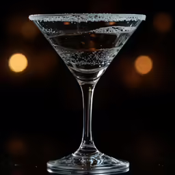 a glass with a martini drink and a blurry background