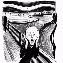 the scream screaming in black and white