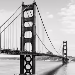 the golden gate bridge, in black and white