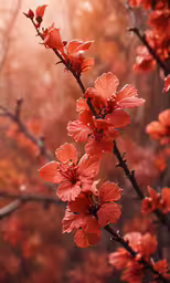 flowers on a tree are very beautiful in their red leaves