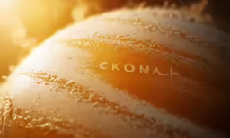 a close up of a piece of fruit and the words komma spelled on the top