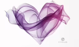 a heart shaped painting with purple and pink waves