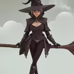 a very sexy woman with a witches hat and long coat on