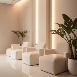 modern minimalist living room with seating in white