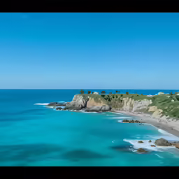 blue and clear water near the shore with houses on them
