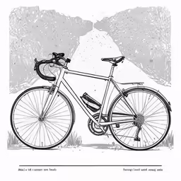 a drawing shows a bicycle in black and white
