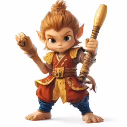 a toy doll of a troll with an ornate knife
