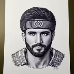 a drawing of a man with a beard wearing a beret