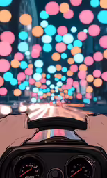 an animated of a person driving down the street