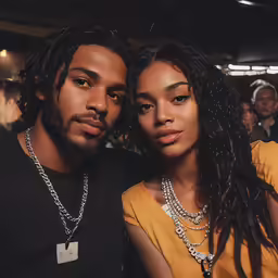 a man and a woman at an event posing for a picture