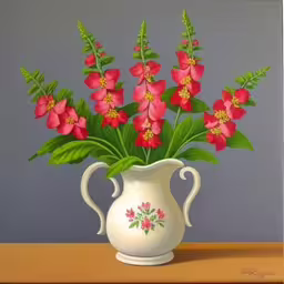 /tmp/FOOewZVZn.jpg = a white vase with pink flowers in it
,/tmp/FOOewZVZn.jpg = this is a painting of red flowers and leaves
,/tmp/FOOewZVZn.jpg = an image of flowers that are in a vase
,/tmp/FOOewZVZn.jpg = an image of an artistic painting of flowers in a vase
,/tmp/FOOewZVZn.jpg = a painting of flowers in a white vase
,/tmp/FOOewZVZn.jpg = a painting of red flowers sitting in a white vase
,/tmp/FOOewZVZn.jpg = the painting is painted on canvas, it shows flowers
