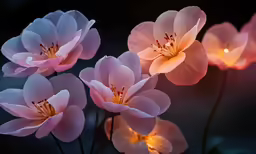 some very pretty pink flowers with some dark background