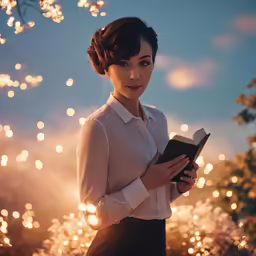 an image of a woman that is reading a book