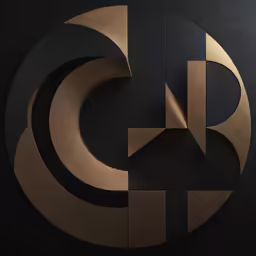 black and gold geometrical design with a circular in center