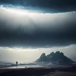 a person that is standing in the sand with a surfboard