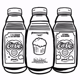 three bottle with different flavors of milk